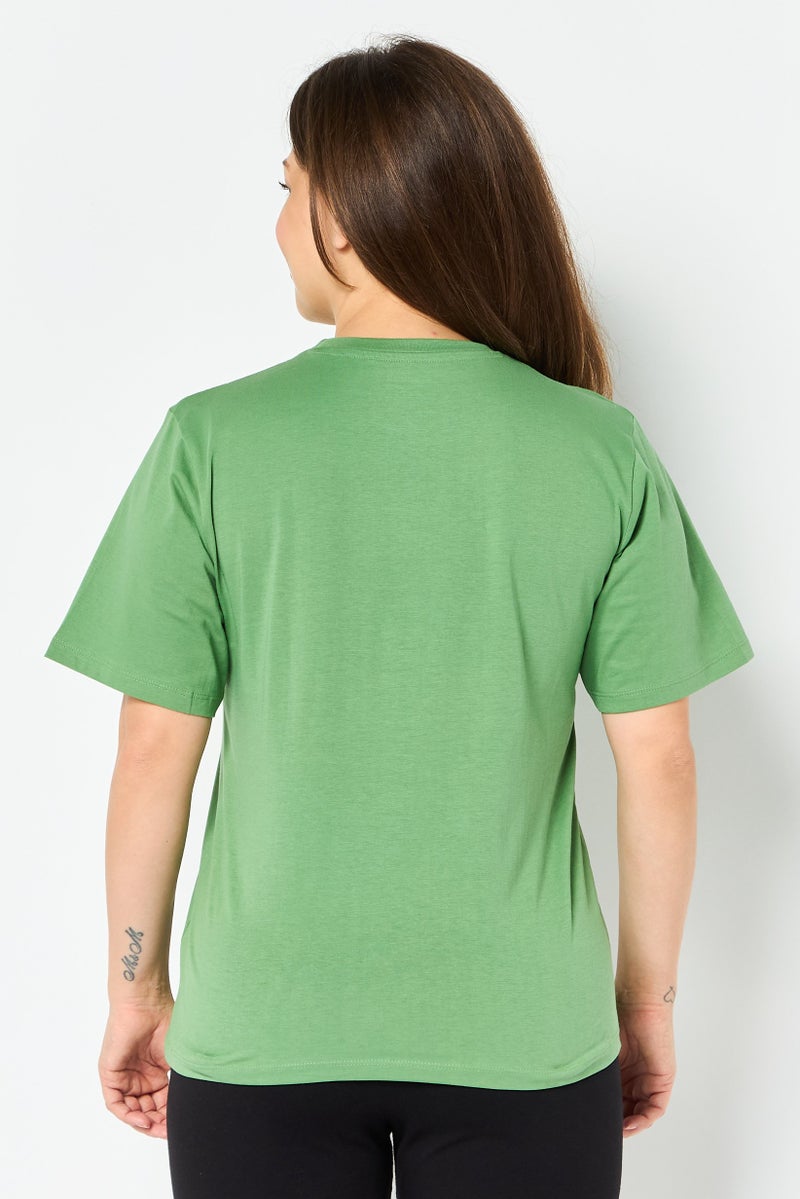 Reebok Women Sportswear Fit Short Sleeve Outdoor T-Shirt, Green - Image 4