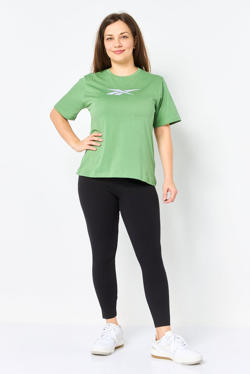 Reebok Women Sportswear Fit Short Sleeve Outdoor T-Shirt, Green - Image 2