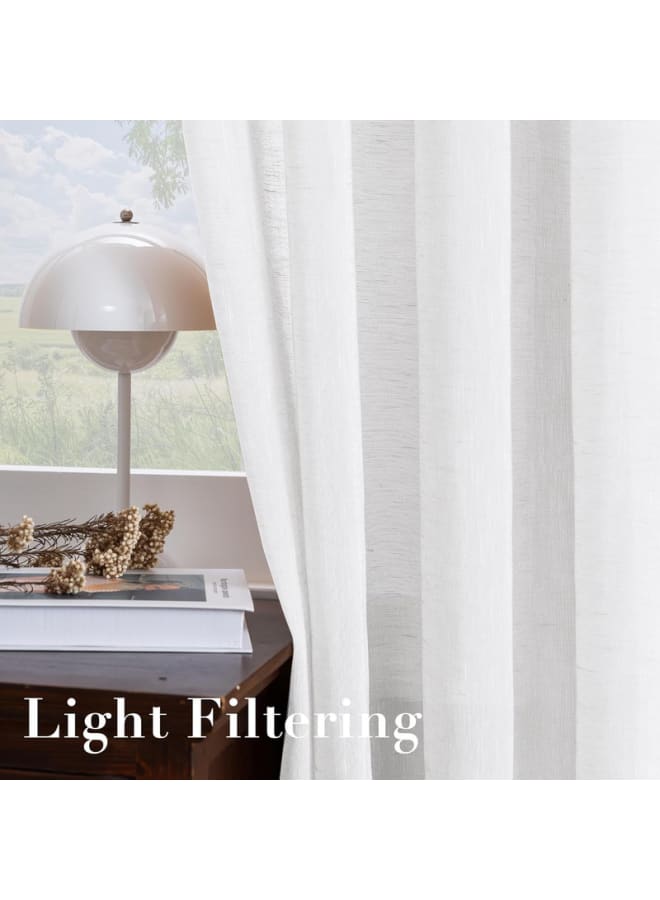  انتكس بيت الستائر ستائر كتان شفافة شبه شفافة - مظهر أنيق لغرف المعيشة وديكور المنزل - قماش خفيف الوزن مع حلقة فولاذية - قطعة واحدة - Image 2