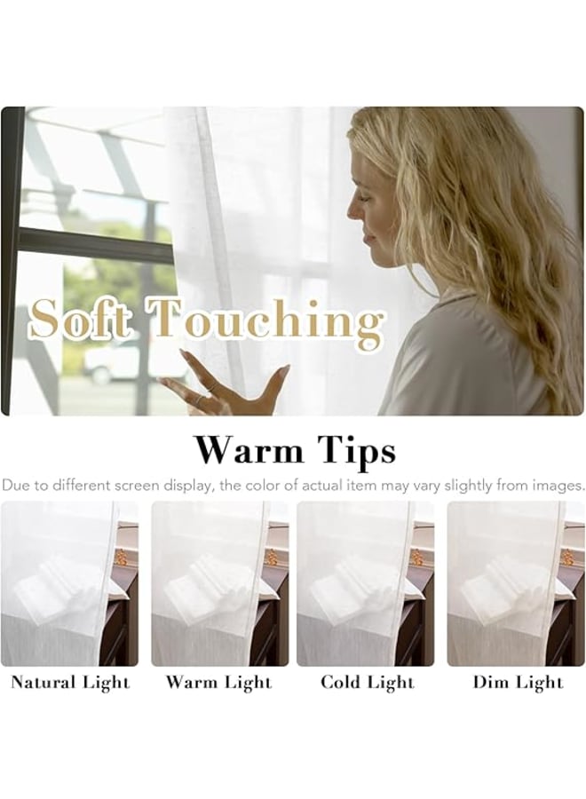  انتكس بيت الستائر ستائر كتان شفافة شبه شفافة - مظهر أنيق لغرف المعيشة وديكور المنزل - قماش خفيف الوزن مع حلقة فولاذية - قطعة واحدة - Image 5