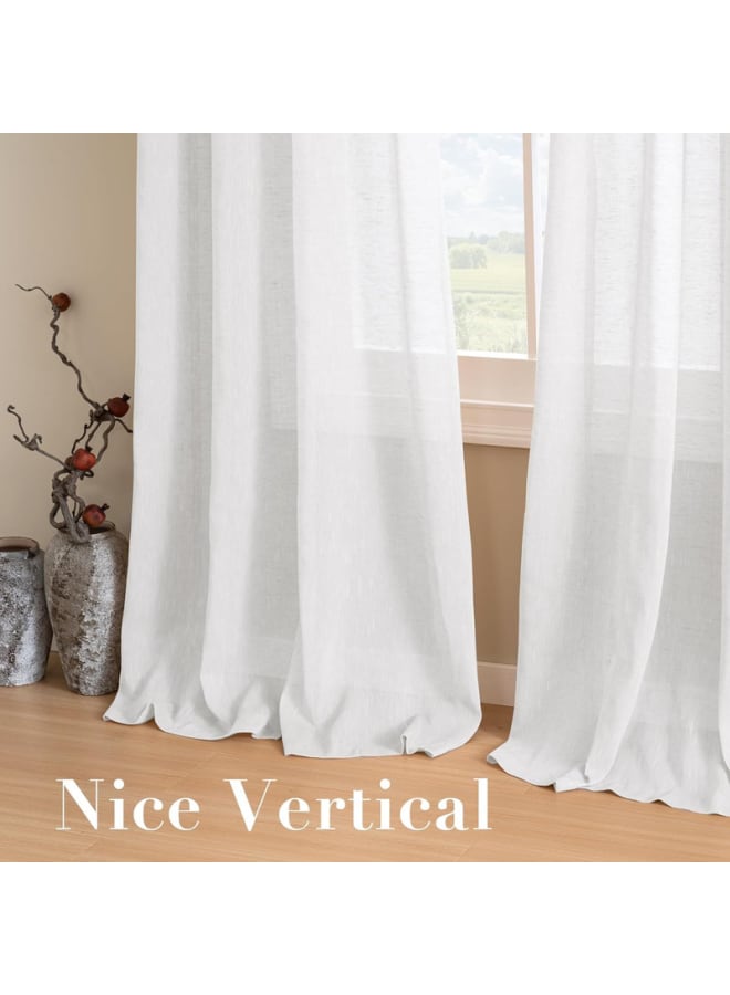 ستائر كتان شفافة شبه شفافة - مظهر أنيق لغرف المعيشة وديكور المنزل - قماش خفيف الوزن مع حلقة فولاذية - قطعة واحدة