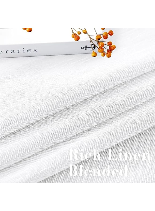 ستائر كتان شفافة شبه شفافة - مظهر أنيق لغرف المعيشة وديكور المنزل - قماش خفيف الوزن مع حلقة فولاذية - قطعة واحدة