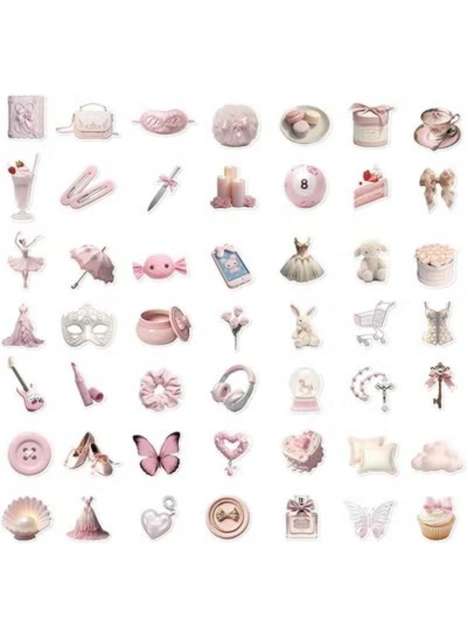JS 50 Pcs Pink Gentle Ballet Girl Style Diy Stickers, Students Prize Stickers Suitable for Laptops, Guita, Water Bottles, Skateboards, Suitcases, Car Bumpers, Stickers for Children, Girl and Teenagers - Image 3