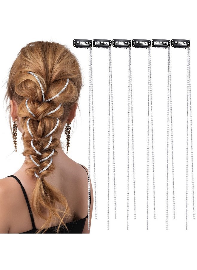 Chunyin - Hunyin Hair Chains For Women Hair Extensions Pearl Braiding Clips Long Rhinestone Silver 6 Count (Pack Of 1) - Image 1