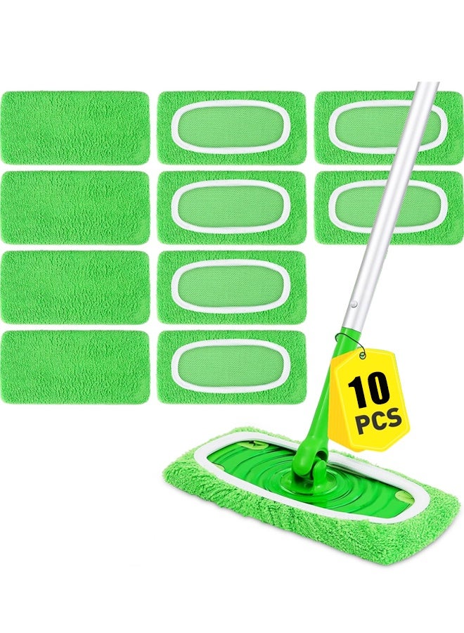١٠ قطع من وسادات الممسحة المصنوعة من الألياف الدقيقة القابلة لإعادة الاستخدام، وسادات ممسحة قابلة للغسل لتنظيف الأرضيات - Image 1