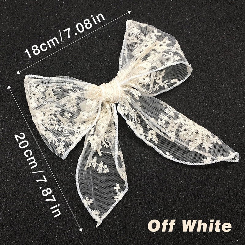 LEBEIGHT Large White Lace Hair Bow Clips for Women Girls | Cute Lace Bow for Hair Weighs Only 0.3 Oz | White Hair Decor for Wedding Pageant Prom Party Birthday Party Communion Bridal Shower (1 Pack) - Image 2