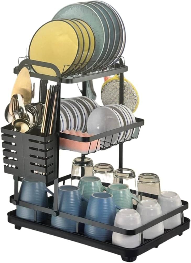 Genaric Dish Drying Rack Over The Sink, Multi-Tier, Dish Drying Racks, Tableware, Kitchen Organizer, Countertop Storage Holders and Racks, Dish Drying Rack (3 Tier)