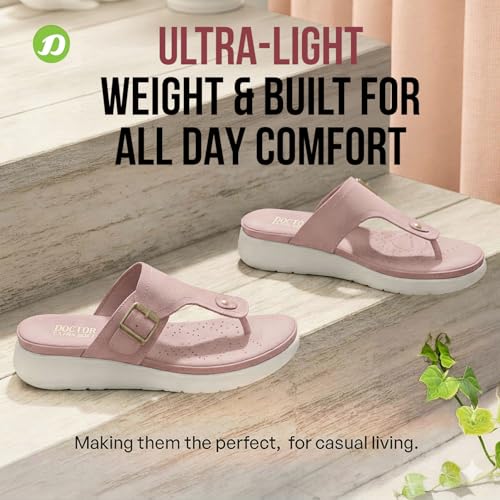 DOCTOR EXTRA SOFT Women's Ultra Lightweight Slippers/Flip-Flops with Memory Foam Cushion | Stylish & Comfortable | Casual & Fashion| Diabetic & Orthopedic Synthetic Slip-on Sandals Ladies/Girls D-621 - Image 3