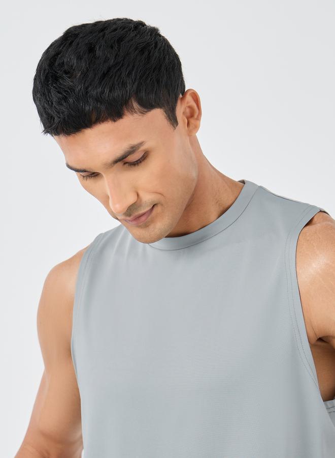 ستايلي اكتيف تانك ستايلي مطبوع من الخلف فائق التمدد بحافة منحنية وفتحة ذراع ساقطة - Image 4