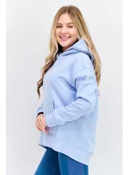 ESPRIT Women Hooded Long Sleeves Brand Logo Sweatshirt, Light Blue  - Image 2