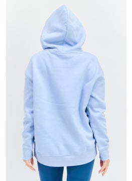 ESPRIT Women Hooded Long Sleeves Brand Logo Sweatshirt, Light Blue  - Image 3