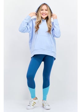 ESPRIT Women Hooded Long Sleeves Brand Logo Sweatshirt, Light Blue  - Image 4