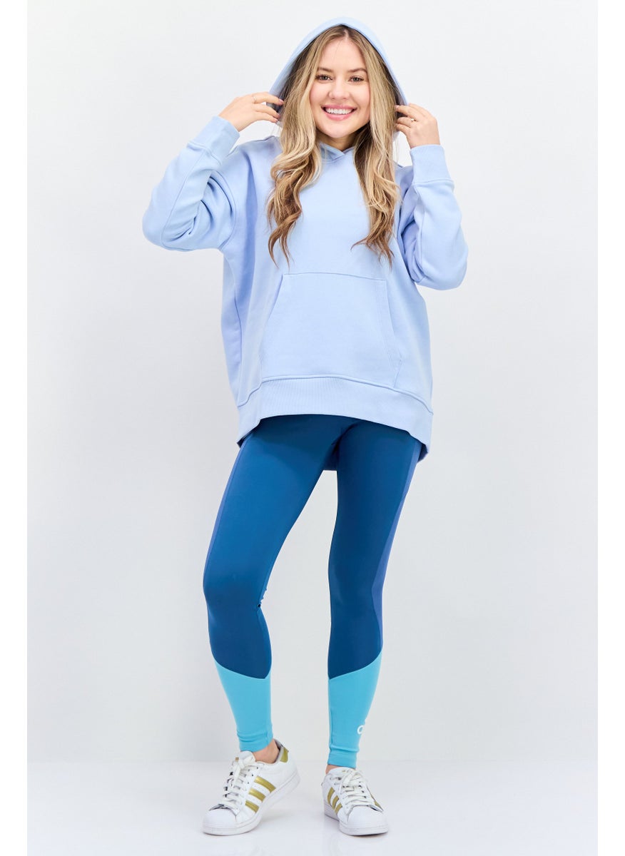 ESPRIT Women Hooded Long Sleeves Brand Logo Sweatshirt, Light Blue  - Image 4