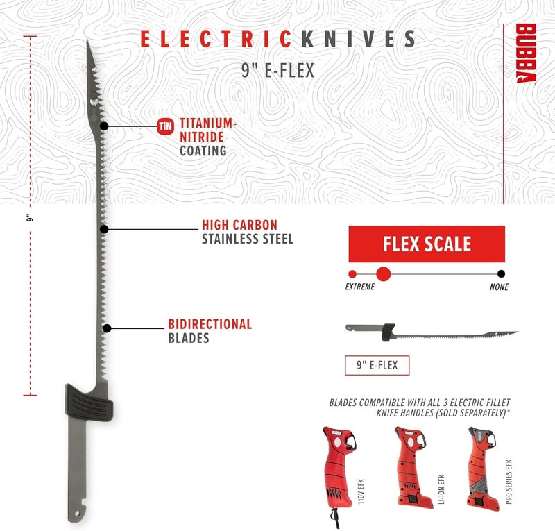 Bubba E-FLEX Electric Fillet Blade with Ti-Nitride Coated Hollow Stainless Steel Non-Stick Reciprocating Construction for Fishing and Outdoors - Image 3