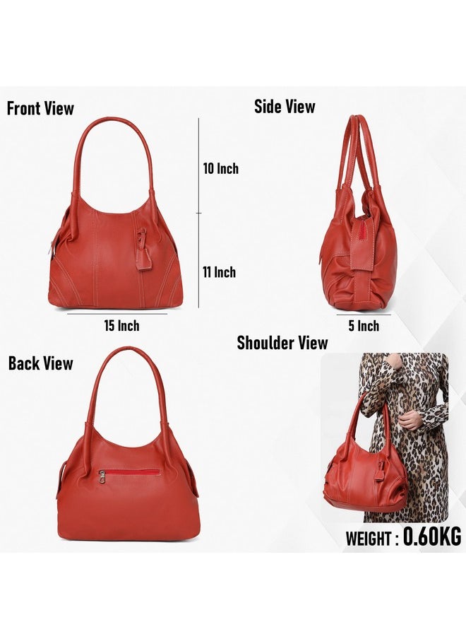 Fostelo Fostelo Women's Vegan Leather Dale Handbags Shoulder Hobo Bag Ladies Purse (Red) (Large)  - Image 3