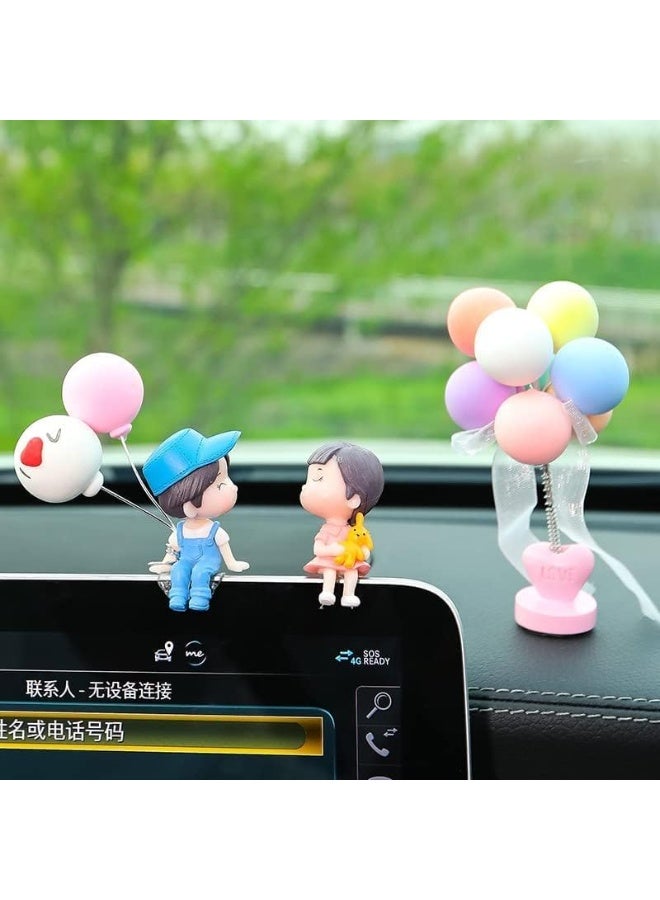Bukela Couple Cute Ornaments, Cartoon Car Dashboard Decorations, Cute Cartoon Couples Action Figure Figurines Balloon Ornament, Lovely Couple Auto Interior Accessories - Image 1