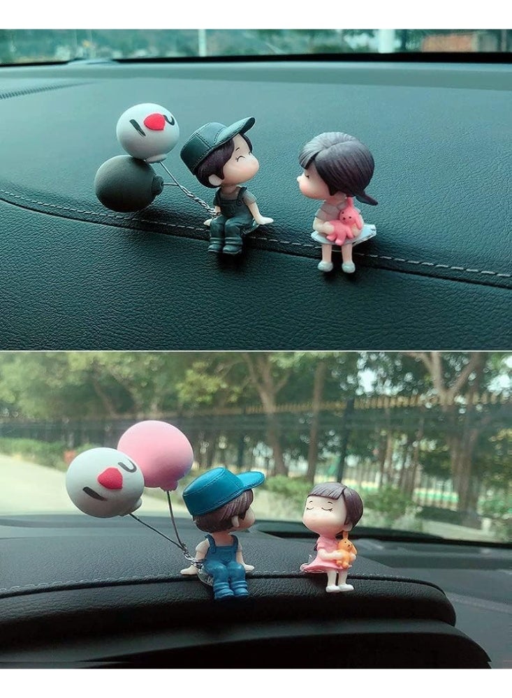 Bukela Couple Cute Ornaments, Cartoon Car Dashboard Decorations, Cute Cartoon Couples Action Figure Figurines Balloon Ornament, Lovely Couple Auto Interior Accessories - Image 2