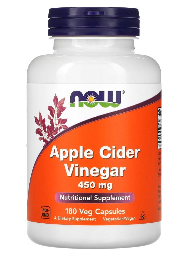 now Apple Cider Vinegar 450 mg 180 Veg Capsules