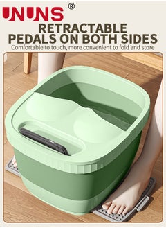 UNUNS Foldable Footbath Basin,Portable Foot Soaking Tub SPA Massage Basin With Footstool And Cover,For Pedicure Massage,Green  - Image 3