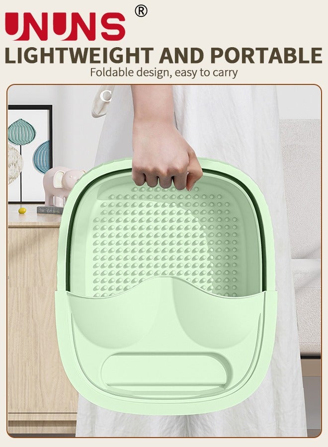 UNUNS Foldable Footbath Basin,Portable Foot Soaking Tub SPA Massage Basin With Footstool And Cover,For Pedicure Massage,Green - Image 4
