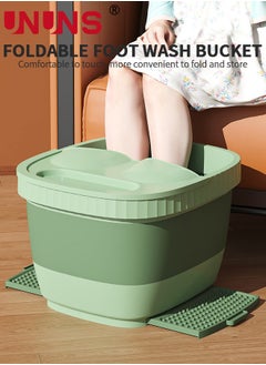 UNUNS Foldable Footbath Basin,Portable Foot Soaking Tub SPA Massage Basin With Footstool And Cover,For Pedicure Massage,Green  - Image 2