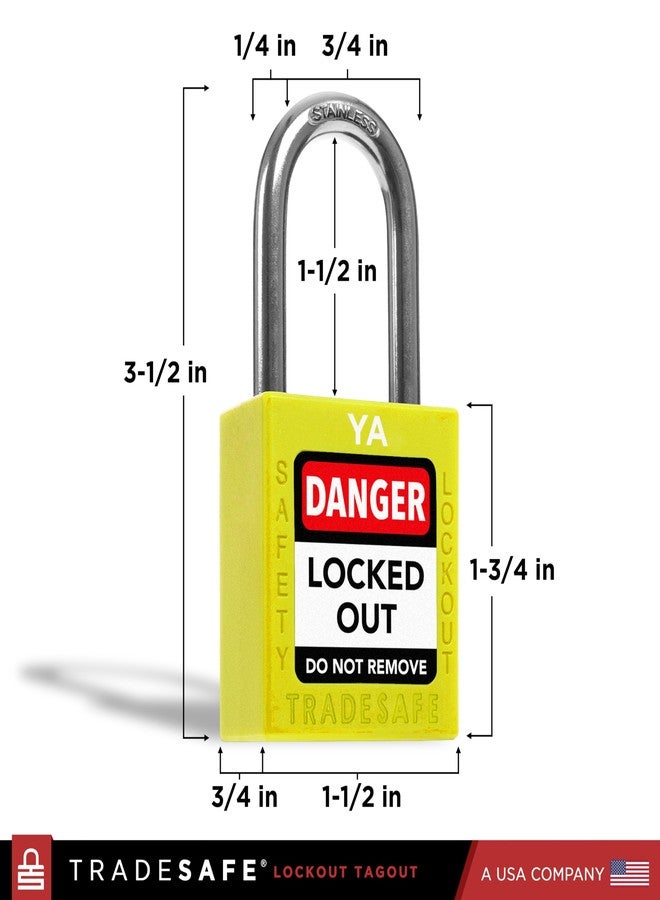 TRADESAFE مجموعات أقفال TRADESAFE للإغلاق والعلامات، 10 أقفال أمان صفراء متشابهة غير محدودة التجميع، مفتاحان لكل قفل، أقفال Loto متوافقة مع إدارة السلامة والصحة المهنية (OSHA)، لمجموعات الأقفال والعلامات - Image 2