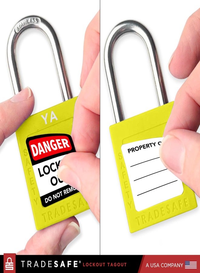 TRADESAFE مجموعات أقفال TRADESAFE للإغلاق والعلامات، 10 أقفال أمان صفراء متشابهة غير محدودة التجميع، مفتاحان لكل قفل، أقفال Loto متوافقة مع إدارة السلامة والصحة المهنية (OSHA)، لمجموعات الأقفال والعلامات - Image 5