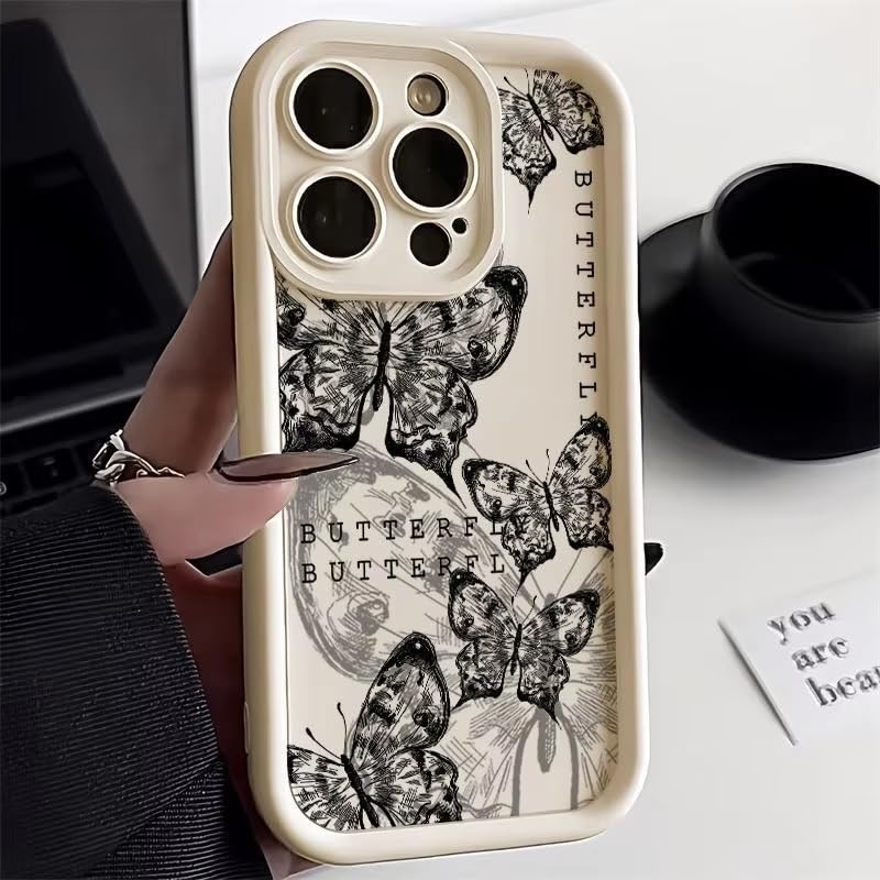 COVERLY Fashionable Retro Butterfly Back Case Cover for iPhone 12 Pro | Hot Minimalist Trendy Cute Design | Camera Protection | Soft TPU Silicone Aesthetic Cover for Girls & Women (Pink, Shockproof) - Image 1