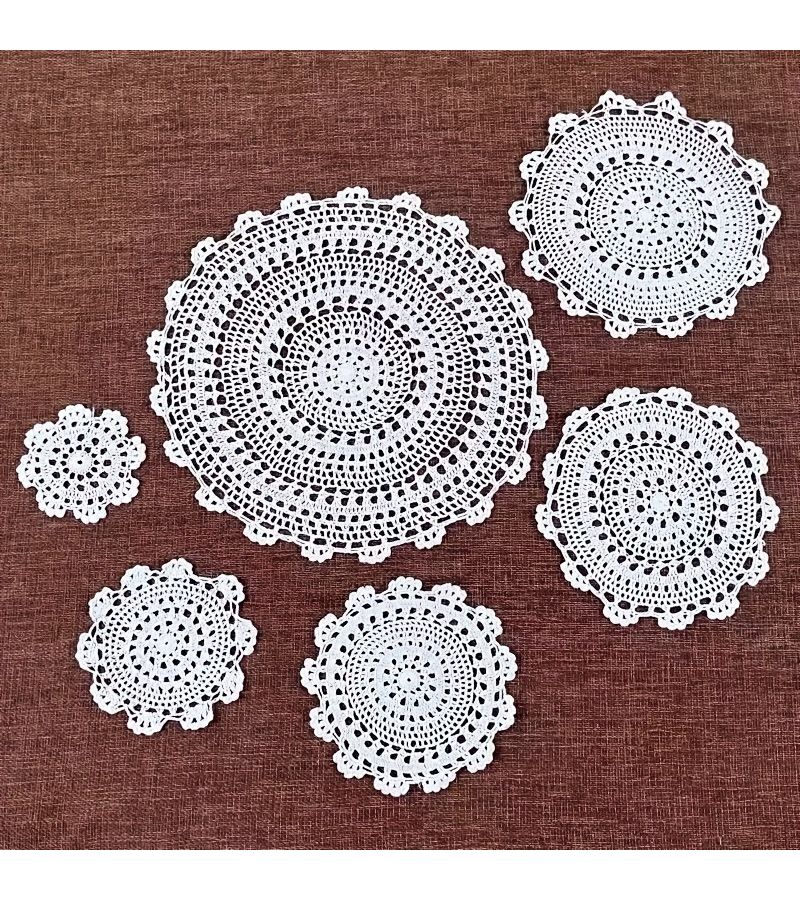 White Handmade Crochet Lace Table Mat 9.84inch Washable Reusable Home Decor - Image 2