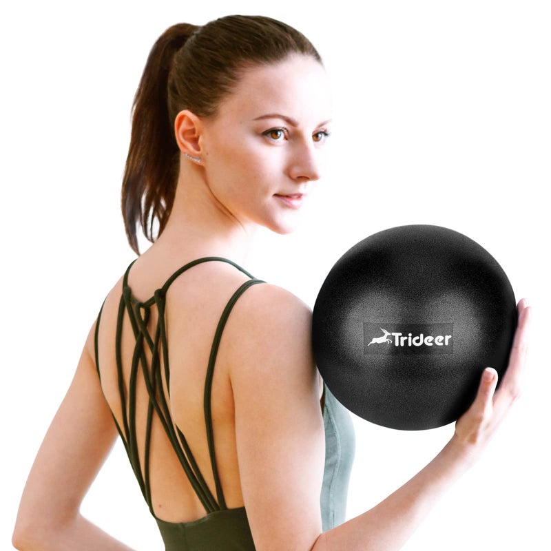 Trideer Trideer Pilates Ball 9 Inch Core Ball, Small Exercise Ball with Exercise Guide Barre Ball Mini Yoga Ball for Pilates, Yoga, Core Training, Physical Therapy, Balance, Stability, Stretching (Black)  - Image 1