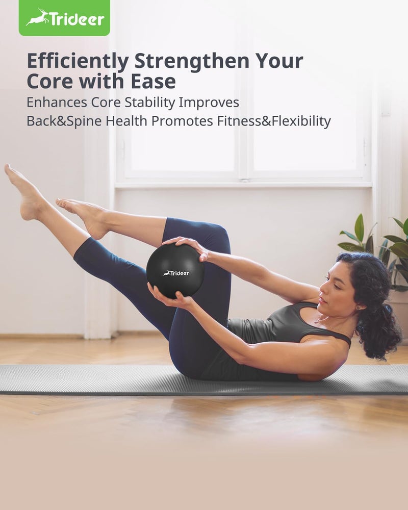 Trideer Trideer Pilates Ball 9 Inch Core Ball, Small Exercise Ball with Exercise Guide Barre Ball Mini Yoga Ball for Pilates, Yoga, Core Training, Physical Therapy, Balance, Stability, Stretching (Black)  - Image 5