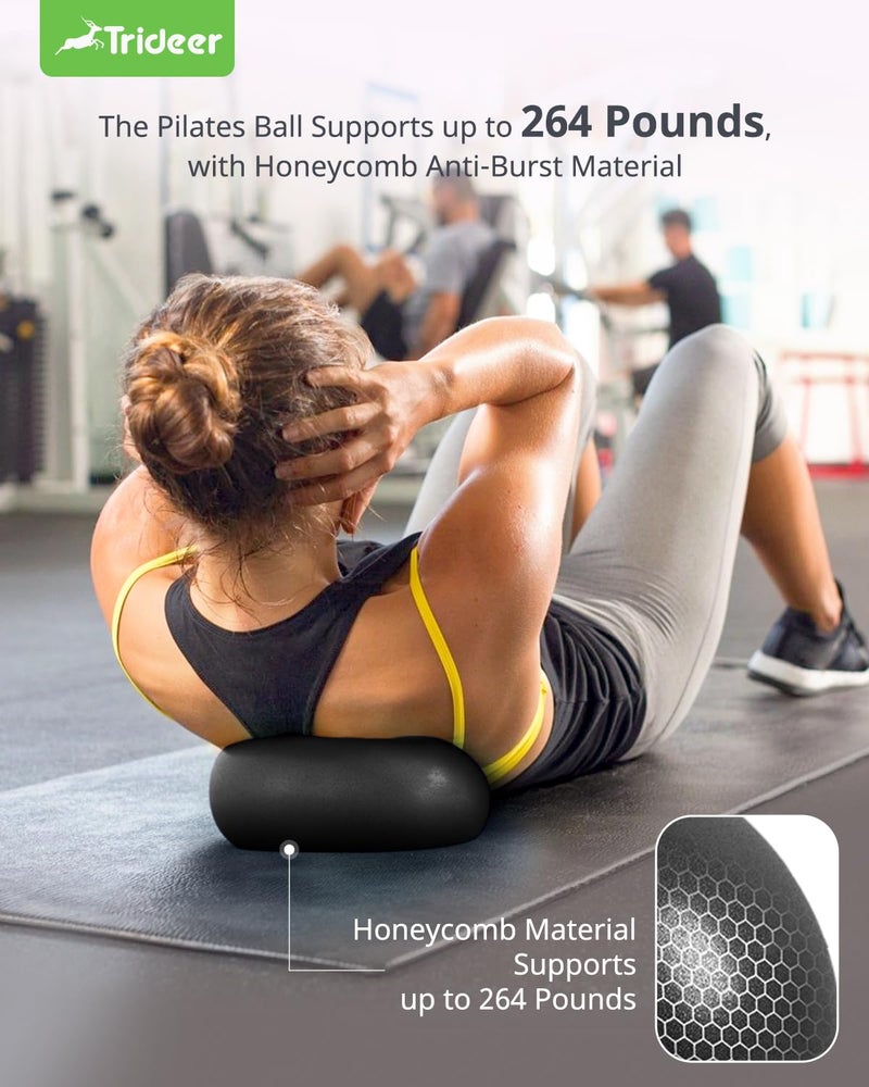 Trideer Trideer Pilates Ball 9 Inch Core Ball, Small Exercise Ball with Exercise Guide Barre Ball Mini Yoga Ball for Pilates, Yoga, Core Training, Physical Therapy, Balance, Stability, Stretching (Black)  - Image 2