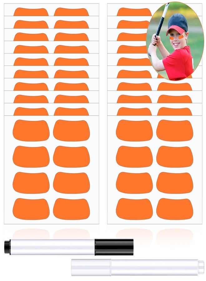 Leelosp 160 Pieces Sports Eye Stickers for Kids Football Softball Baseball Face Stickers Lacrosse Fans Eye Strips with 2 Pencils for Party Game Sport Supplies(Orange) - Image 1