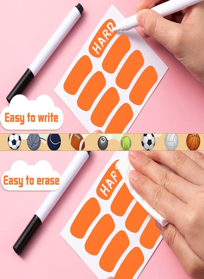 Leelosp 160 Pieces Sports Eye Stickers for Kids Football Softball Baseball Face Stickers Lacrosse Fans Eye Strips with 2 Pencils for Party Game Sport Supplies(Orange) - Image 3
