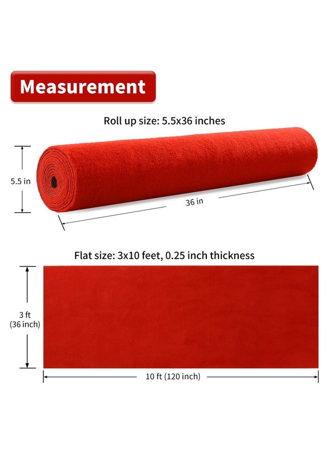 HOMBYS HOMBYS 450 GSM Extra Thick Red Carpet Runner for Partys & Events 3x10 ft, Non-Slip Rubber Backed Aisle Runway Rug for Step, Proposal & Wedding Decorations, Hollywood Oscars Runway, (Red, 3x10 ft)  - Image 2