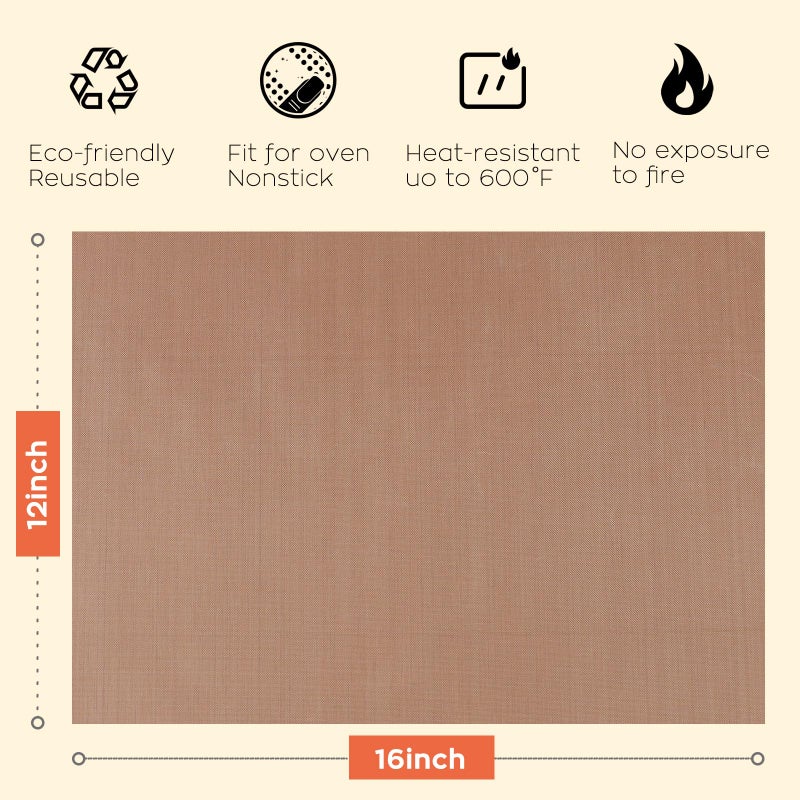 HTVRONT PTFE Sheets for Heat Press - 3 Pack Non Stick PTFE Polytetrafluoroethylene Sheet Reusable 12 x 16" PTFE Coating Paper Heat Resistant PTFE Mat(Brown) - Image 2