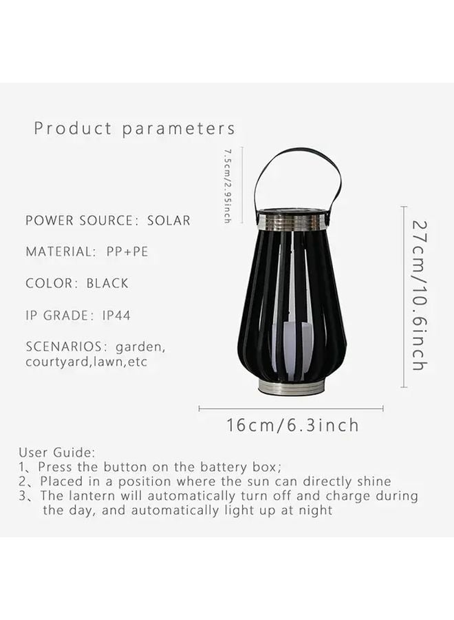 فانوس الحديقة الشمسي الأسود للإضاءة الخارجية المعلقة بالثنائي الباعث للضوء لتزيين العشب والشرفة والتخييم IP44 - Image 4