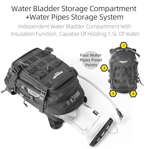 Rhinowalk motorcycle tank bag backpack, separate water bag, duffel bag with molle system, fits most adventure and sport motorcycle frames - Image 4