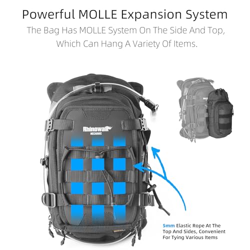 Rhinowalk motorcycle tank bag backpack, separate water bag, duffel bag with molle system, fits most adventure and sport motorcycle frames - Image 2