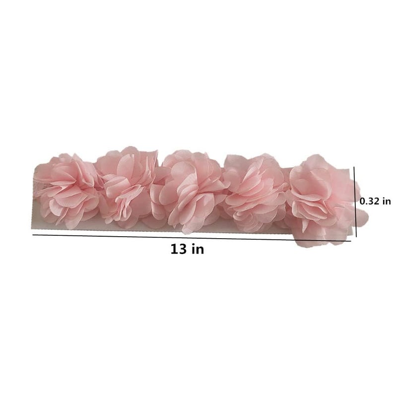 Jilukibo Baby Elastic Lace Bows Flower Headbands Stretch Gold Princess Floral Hair Band Headwear for Infant Girls Toddler Hair Accessories 3 Pack White Pink Purple - Image 2