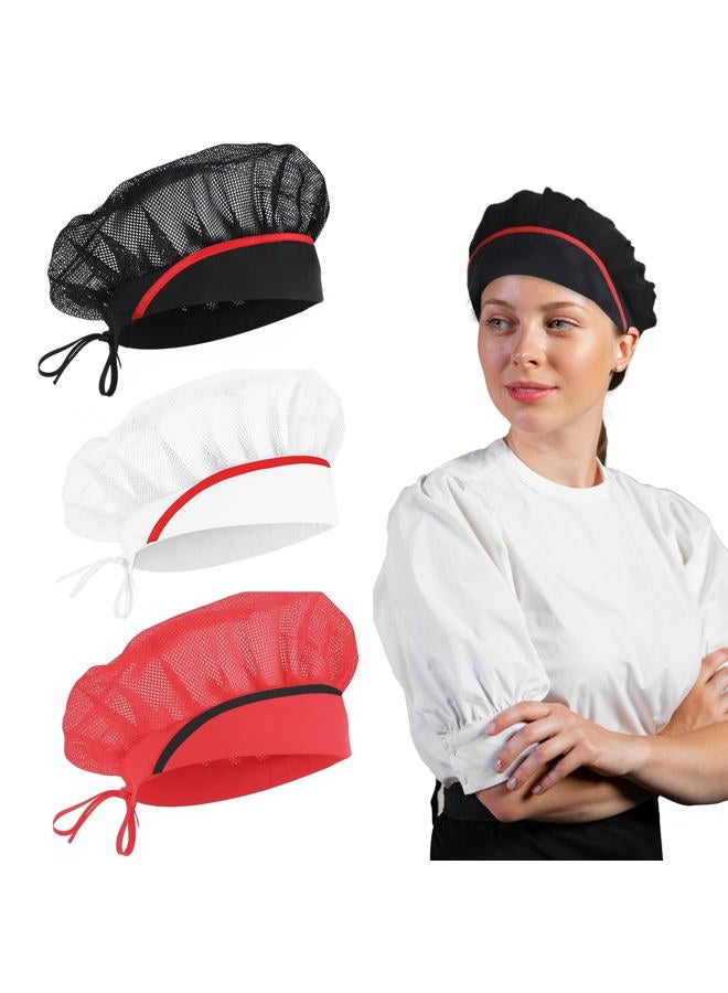 Fyntave 3 Pcs Adjustable Chef Hat Reusable Kitchen Cooking Hat Food Service Mesh Cap Cooking Chef Hair Nets Restaurant Beanie - Image 1