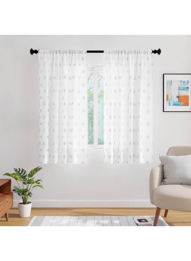 Encasa XO Encasa XO Window Curtain 5 ft Set of 2, Polyester Printed with Rod Pocket, Tie Back, Light-Filtering, Semi Sheer/Transparent Curtains- Kitchen, Bedroom, Living Room (140x152 cm), Dollar White - Image 2