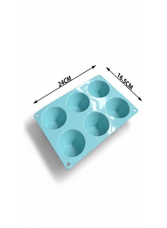 HS WORLD OF HORECA ESSENTIALS HS Silicone 6-Cavity Muffin & Cupcake Baking Tray - Non-Stick Flexible Silicone Mould for Cupcakes, Muffins, Desserts & Snacks - Oven, Microwave & Freezer Safe - Image 2