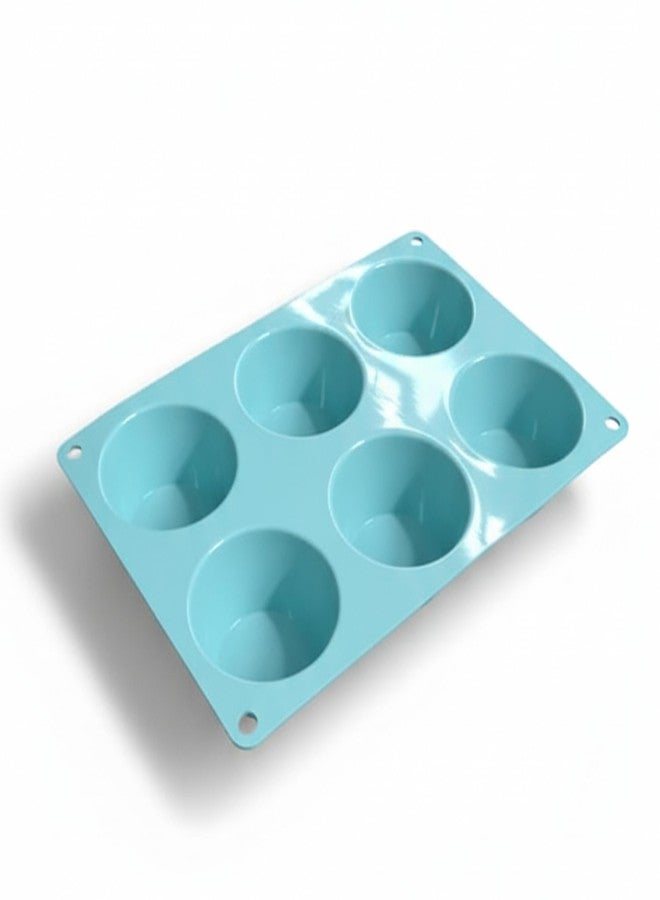 HS WORLD OF HORECA ESSENTIALS HS Silicone 6-Cavity Muffin & Cupcake Baking Tray - Non-Stick Flexible Silicone Mould for Cupcakes, Muffins, Desserts & Snacks - Oven, Microwave & Freezer Safe - Image 1
