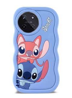Lilo and Stitch Cartoon 3D Wavy Soft Silicone Phone Case for Realme 11 4G (Light Blue)
