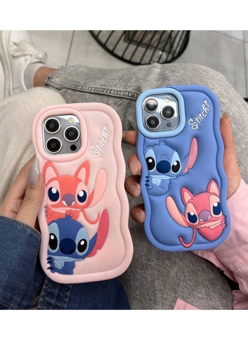 Generic - Lilo and Stitch Cartoon 3D Wavy Soft Silicone Phone Case for Realme 11 4G (Light Blue) - Image 1