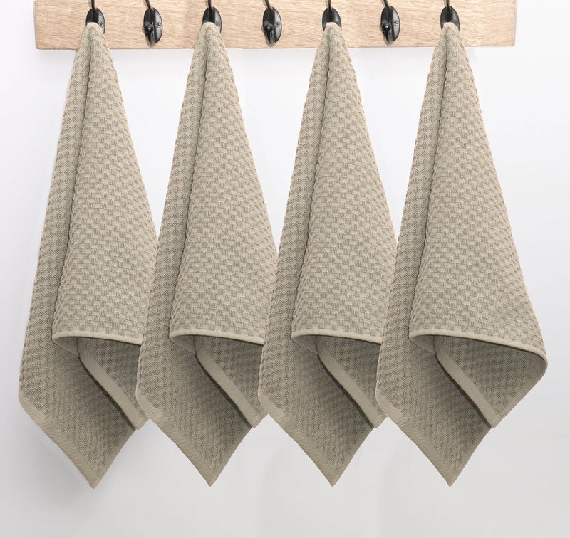 COTTON CRAFT Amazing Kitchen Towel  Set of 12 Terry Towels  100 Cotton Euro Caf Waffle Weave Dish Towel Set  Soft Absorbent Quick Dry Low Lint Reusable Pantry Bar Cleaning Cloth  16 x 28  Beige - Image 2