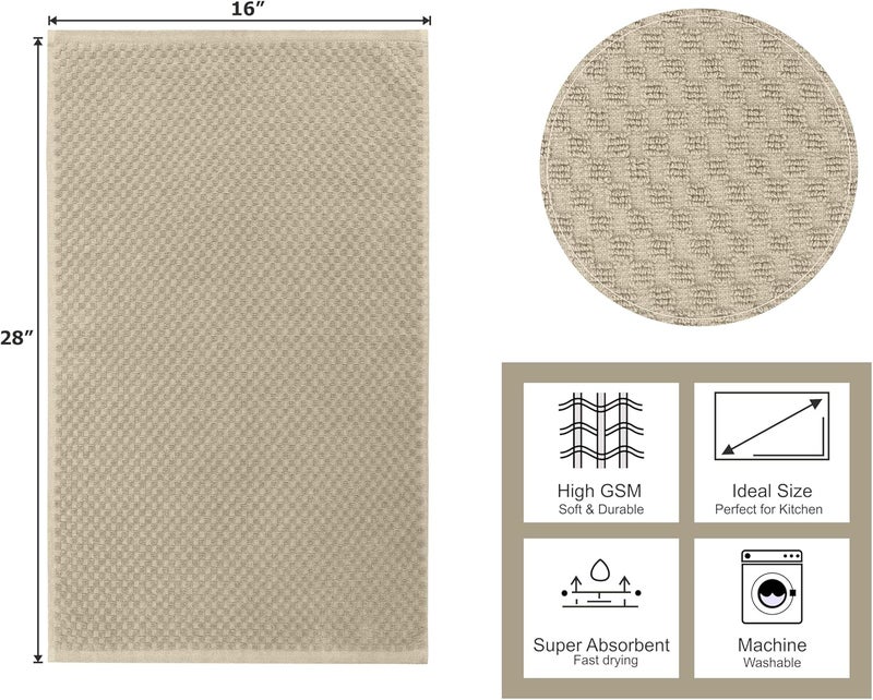 COTTON CRAFT Amazing Kitchen Towel  Set of 12 Terry Towels  100 Cotton Euro Caf Waffle Weave Dish Towel Set  Soft Absorbent Quick Dry Low Lint Reusable Pantry Bar Cleaning Cloth  16 x 28  Beige - Image 5