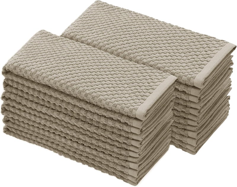 COTTON CRAFT Amazing Kitchen Towel  Set of 12 Terry Towels  100 Cotton Euro Caf Waffle Weave Dish Towel Set  Soft Absorbent Quick Dry Low Lint Reusable Pantry Bar Cleaning Cloth  16 x 28  Beige - Image 1