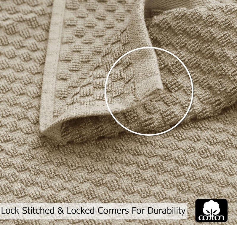 COTTON CRAFT Amazing Kitchen Towel  Set of 12 Terry Towels  100 Cotton Euro Caf Waffle Weave Dish Towel Set  Soft Absorbent Quick Dry Low Lint Reusable Pantry Bar Cleaning Cloth  16 x 28  Beige - Image 3